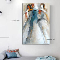 Hand Painted Abstract Woman Art Oil Painting Impression People Canvas