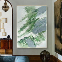 Hand Painted Oil Painting Simple Green Abstract Modern Canvas Hoom Decors