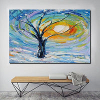 Hand Painted Oil Paintings Landscape Tree Abstract Wall Arts