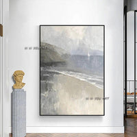 Hand Painted Gray Landscape Canvas Painting Abstract Decorative Painting Porch Hanging Painting