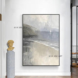 Hand Painted Gray Landscape Canvas Painting Abstract Decorative Painting Porch Hanging Painting