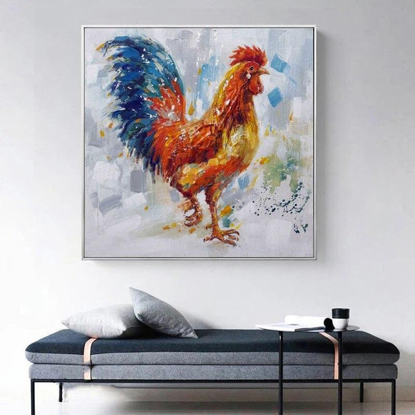 Cock Animal Hand Painted Colorful Canvas Oil Painting Modern