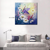 Hand Painted beautiful butterfly and flowers on Canvas Modern Abstract Wall Art