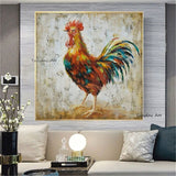 Hand Painted Cock Animals Oil Painting On Canvas Abstract Modern Pop Art