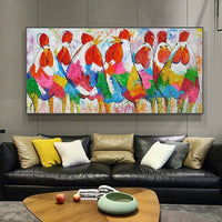 Hand Painted Oil Painting Modern Cute Rooster Animal Abstract Home