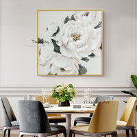 Hand Painted Oil Painting White Flower Abstract Canvas Canvas Painting Decor