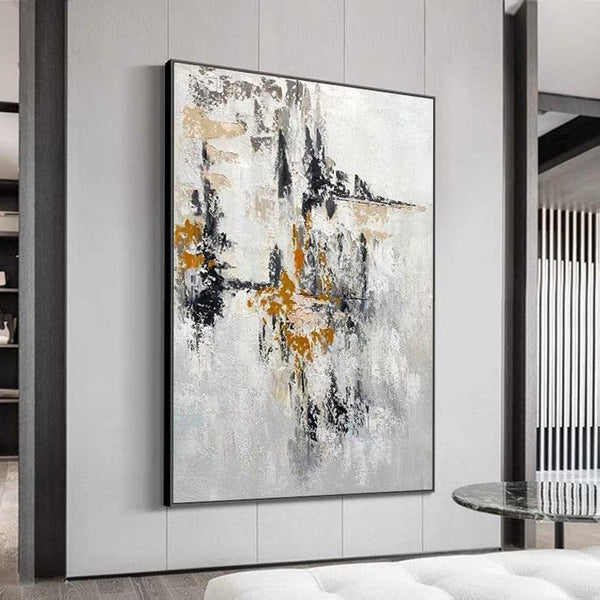 Hand Painted Decorative Art Painting Abstract White Gray Wall Decor Modern Minimalist Oil Painting Canvas Artwork Pieces