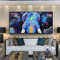 Hand Painted Oil Painting Decorative Ornament Hand Painted Canvas Animal Abstract Elephant