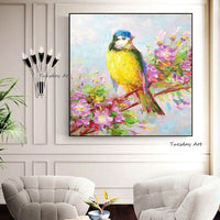 Wall Art Hand Painted Animal Birds Canvas Oil Painting Modern Bedroom