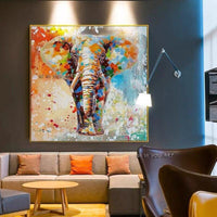 Hand Painted Abstract Wall Art Elephant Minimalist Decorative Modern On Canvas