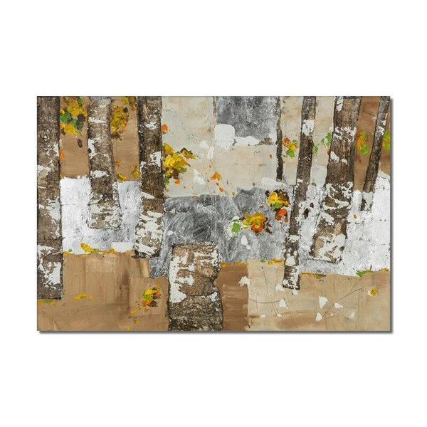 Abstract Brown Trees Painting Hand Painted Oil Painting On Canvas Acrylic Landscape Painting