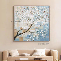 Artist Hand Painted Knife Tree on Canvas Special Thick Paints Hand Painted Abstract Beauty Tree Knife Painting