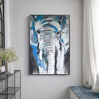 Hand Painted Oil Painting Retro Animal Elephant Abstract Wall Arts