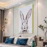 Cute Nursery Bunny Hand Painted Oil Painting Animal Rabbit Canvas Kids Baby