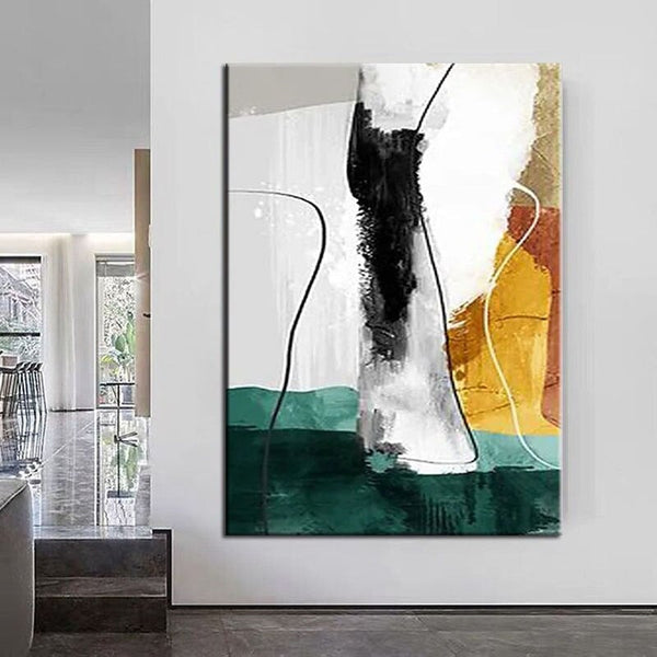 Hand Painted Oil Painting Abstract Colorful Line Modern Minimalist Porch Aisle Vertical Office Decor