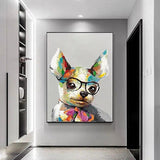 Hand Painted Oil Painting Abstract Cute Animal Dog Canvas Painting