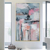 Hot Sale Oil Painting Hand Painted Canvas Painting Gray White Pink Texture Abstract Poster Decor