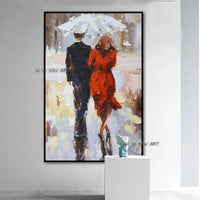 Hand Painted Knife Leonid City Couple Umbrella painting Canvas Unique