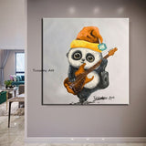 Hand Painted Oil Painting Animal Cute Red Panda Abstract Arts Canvas Modern Decor Landscape