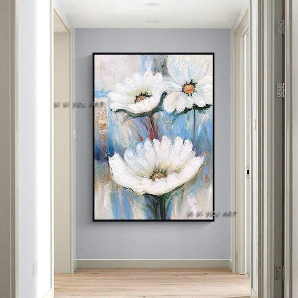 Hand Painted Abstract Flower Art On Canvas