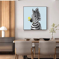 Modern Abstract Cute Zebra Oil Painting Wall Art Hand Painted Animal On Canvas Mural As