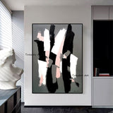 Hand Painted Oil Painting Canvas Black White Color Abstract Modern Hotel Acrylic Art Painting