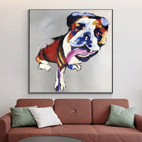 Modern Pet Dog Hand Painted Oil Painting Bedroom Restaurant Interior Decoration Wall Art