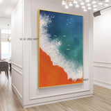 Hand Painted Abstract Modern Sea View Vertical Rectangle Canvas Wall Art Decoration Bedroom