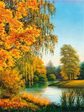 DIY 5D Diamond Painting Full Round Diamond Mosaic Landscape Diamond Autumn Scenery