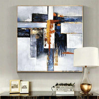 Abstract Geometric Hand Painted On Canvas Wall Art Paintings Vintage Minimalist