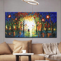 Hand Painted Oil Painting Modern Palette Knife Park Street On Canvas Art Decor Wall Painting