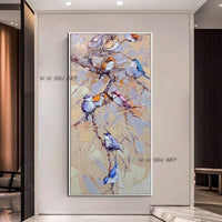 Hand Painted Style Modern Animal Bird Branch Art Canvas Modern Hallway