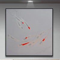 Hand Painted Oil Paintings Simple Animal Small Fish Abstract Acrylic Dropshipping Wall Canvas Art