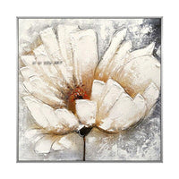 Hand Painted Abstract Wall Art White Flowers Minimalist Modern On Canvas Decorative For Living