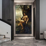 Hand Painted Classic Vintage Oil Paintings Da Vinci John the Baptist in the Wilderness Wall Art for Home