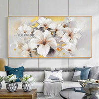 Flower Hand Painted white flower painting Wall Canvas Painting Hand Painted Artwork