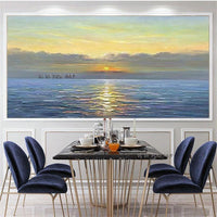 Hand Painted Morandi landscape Sunset Seascape Modern Style Office Decoration Canvas Painting Wall Art Mural