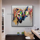 Hand Painted Abstract Wall Art Horse Minimalist Modern On Canvas Decorative