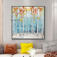 Modern Landscape Abstract Hand Painted Trees On Canvas Beautiful Colorful Tree Painting Wall Art For