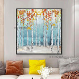 Modern Landscape Abstract Hand Painted Trees On Canvas Beautiful Colorful Tree Painting Wall Art For