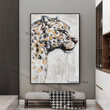 Hand Painted Animal Oil Painting Modern Artwork Domineering Leopard Abstract Art Canvas Wall Room