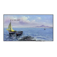 Hand Painted Abstract Sailboat Seascape Minimalist Modern On Canvas Decorative