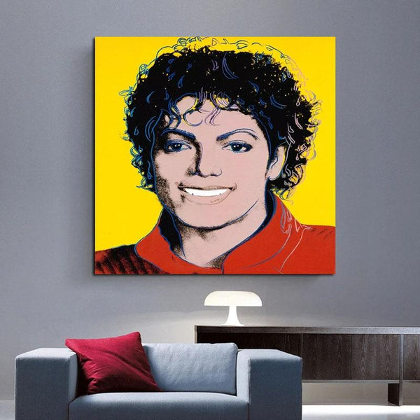 Hand Painted Andy Warhol Michael Jackson Oil Painting Figure Abstract Art Canvass