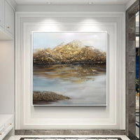 painting Hand Painted Abstract Mountain Gold Peak Canvas Hallway Home Wall Art Decoration