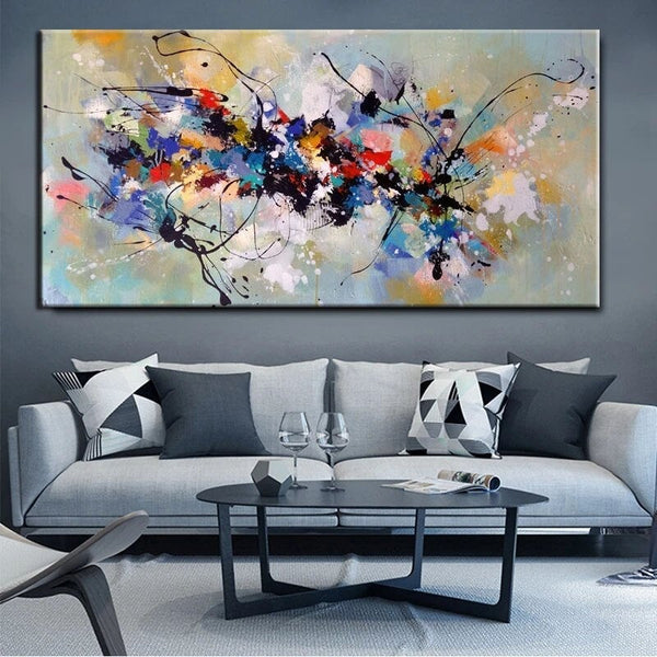 Hand Painted Art Oil Painting Modern Colorful Lines Abstract Office Wall Canvas Hand Painted Decorative