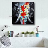 Modern Abstract Elephants Decorative Art Hand Painted Animals Oil Painting On Canvas