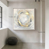 Hand Painted Abstract White Painting Art Canvas Painting on Canvas Scandinavian Bedroom