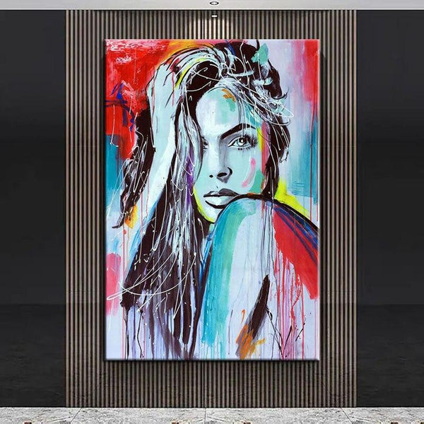 Hand Painted Oil Painting Colorful Impression Woman People Abstract Canvas Modern Room Decors