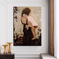 Hand Painted Gustav Klimt Mother Holding a Child Oil Painting On Canvas Canvas Paintings