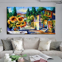 Hand Painted Abstract Landscape Oil Painting Sunflower House Abstract On Canvas Arts Home Wall